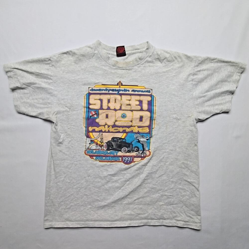 Vintage Street Rod Nationals Shirt Oklahoma City Cars Graphic Gray L Racing Tee